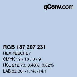 Color code: RGB 187 207 231 | qconv.com