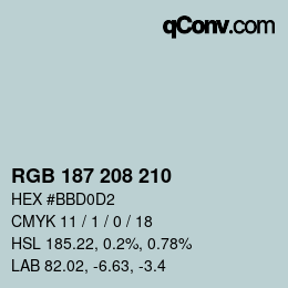 Color code: RGB 187 208 210 | qconv.com