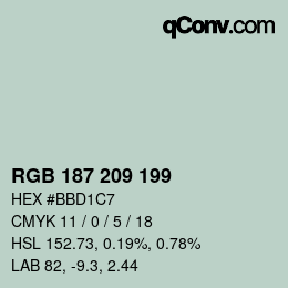 Color code: RGB 187 209 199 | qconv.com