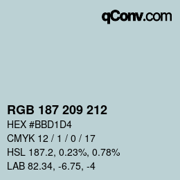 Farbcode: RGB 187 209 212 | qconv.com