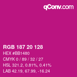 Color code: RGB 187 20 128 | qconv.com