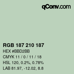 Color code: RGB 187 210 187 | qconv.com