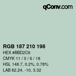 Color code: RGB 187 210 198 | qconv.com