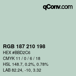 Color code: RGB 187 210 198 | qconv.com