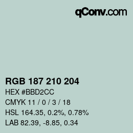 Color code: RGB 187 210 204 | qconv.com