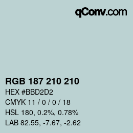 Color code: RGB 187 210 210 | qconv.com