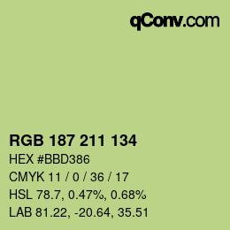 Color code: RGB 187 211 134 | qconv.com