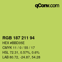 Color code: RGB 187 211 94 | qconv.com