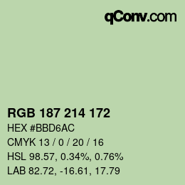 Color code: RGB 187 214 172 | qconv.com