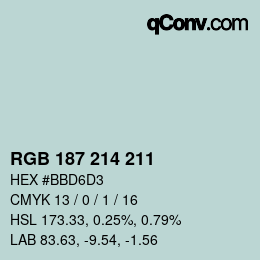 カラーコード: RGB 187 214 211 | qconv.com
