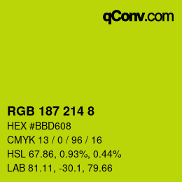 カラーコード: RGB 187 214 8 | qconv.com