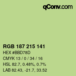 Color code: RGB 187 215 141 | qconv.com