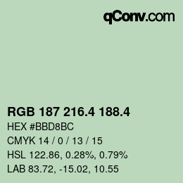 カラーコード: RGB 187 216.4 188.4 | qconv.com
