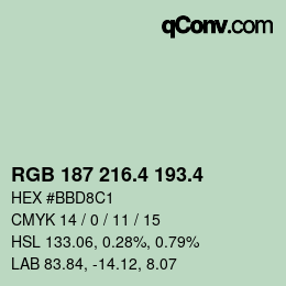 カラーコード: RGB 187 216.4 193.4 | qconv.com
