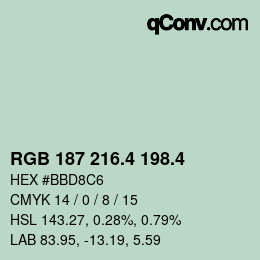 カラーコード: RGB 187 216.4 198.4 | qconv.com