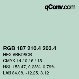 カラーコード: RGB 187 216.4 203.4 | qconv.com