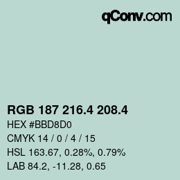 カラーコード: RGB 187 216.4 208.4 | qconv.com