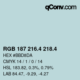 カラーコード: RGB 187 216.4 218.4 | qconv.com