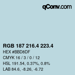 カラーコード: RGB 187 216.4 223.4 | qconv.com