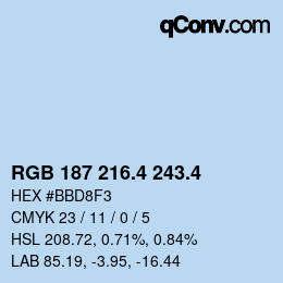 カラーコード: RGB 187 216.4 243.4 | qconv.com