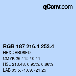 カラーコード: RGB 187 216.4 253.4 | qconv.com