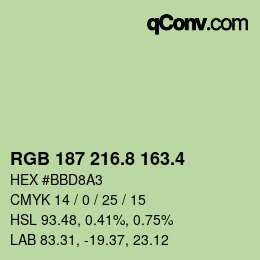 カラーコード: RGB 187 216.8 163.4 | qconv.com