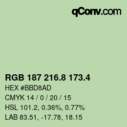 カラーコード: RGB 187 216.8 173.4 | qconv.com