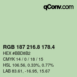 カラーコード: RGB 187 216.8 178.4 | qconv.com