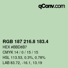 カラーコード: RGB 187 216.8 183.4 | qconv.com