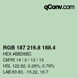 カラーコード: RGB 187 216.8 188.4 | qconv.com
