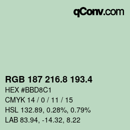 カラーコード: RGB 187 216.8 193.4 | qconv.com