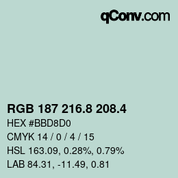 カラーコード: RGB 187 216.8 208.4 | qconv.com