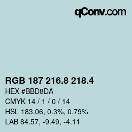 カラーコード: RGB 187 216.8 218.4 | qconv.com
