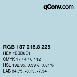 カラーコード: RGB 187 216.8 225 | qconv.com