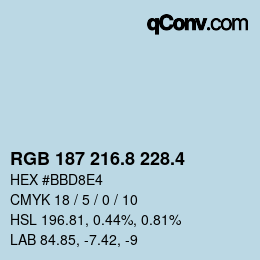 カラーコード: RGB 187 216.8 228.4 | qconv.com