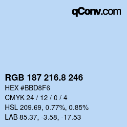 カラーコード: RGB 187 216.8 246 | qconv.com