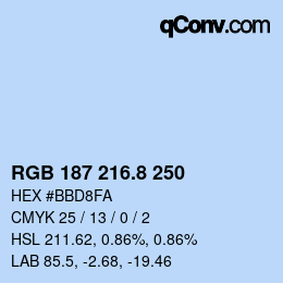 カラーコード: RGB 187 216.8 250 | qconv.com