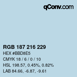 カラーコード: RGB 187 216 229 | qconv.com