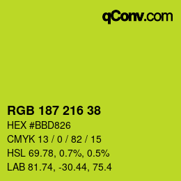 Color code: RGB 187 216 38 | qconv.com