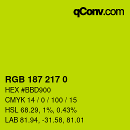 Color code: RGB 187 217 0 | qconv.com