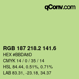 カラーコード: RGB 187 218.2 141.6 | qconv.com