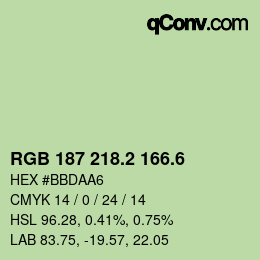 カラーコード: RGB 187 218.2 166.6 | qconv.com