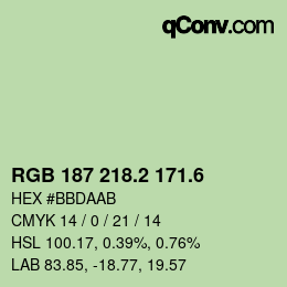 カラーコード: RGB 187 218.2 171.6 | qconv.com