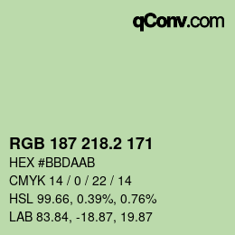カラーコード: RGB 187 218.2 171 | qconv.com