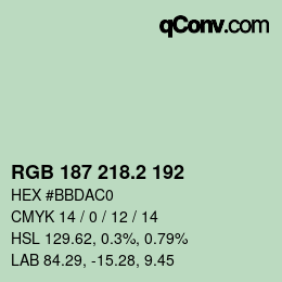 カラーコード: RGB 187 218.2 192 | qconv.com