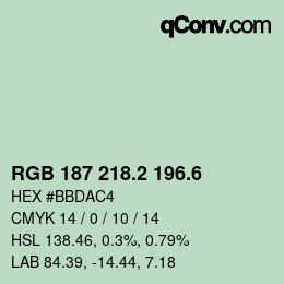 カラーコード: RGB 187 218.2 196.6 | qconv.com