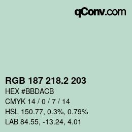 カラーコード: RGB 187 218.2 203 | qconv.com