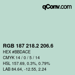 カラーコード: RGB 187 218.2 206.6 | qconv.com