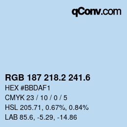 カラーコード: RGB 187 218.2 241.6 | qconv.com
