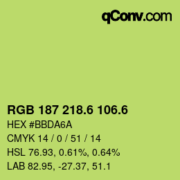 カラーコード: RGB 187 218.6 106.6 | qconv.com